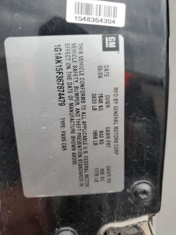 2006 Chevrolet Cobalt Ls VIN: 1G1AK15F367874479 Lot: 84029235