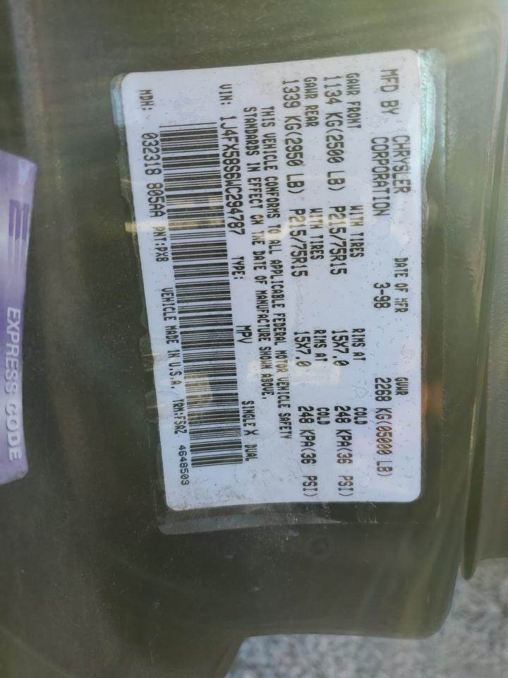 1998 Jeep Grand Cherokee Laredo VIN: 1J4FX58S6WC294787 Lot: 71563695