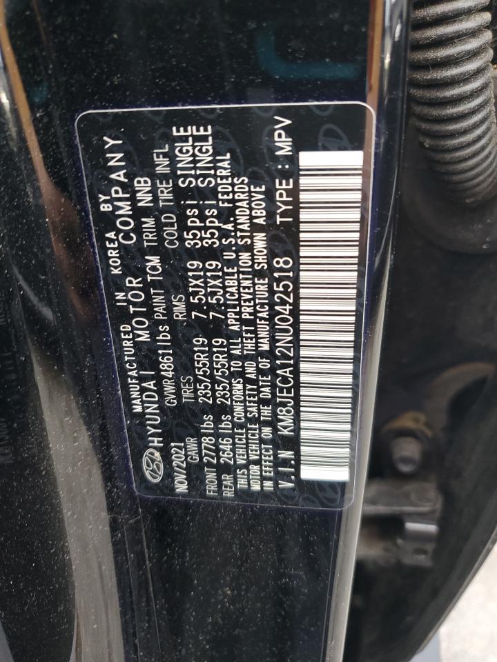 2022 Hyundai Tucson Limited VIN: KM8JECA12NU042518 Lot: 84408015