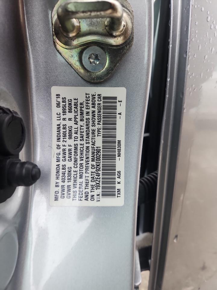 2019 Honda Insight Touring VIN: 19XZE4F92KE002901 Lot: 81576855