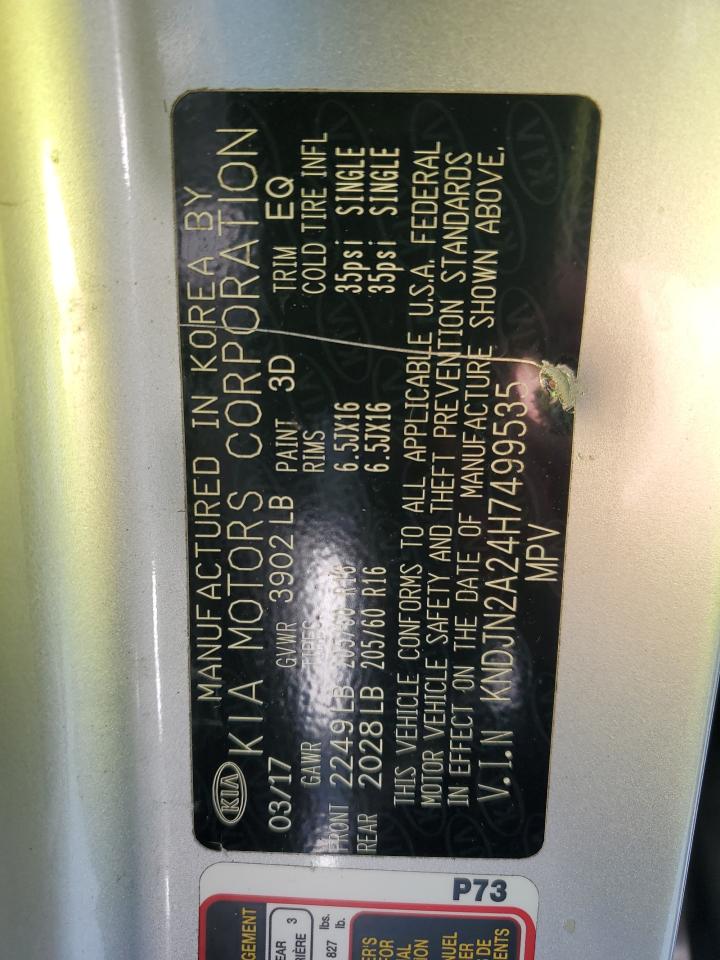 2017 Kia Soul VIN: KNDJN2A24H7499535 Lot: 81205065