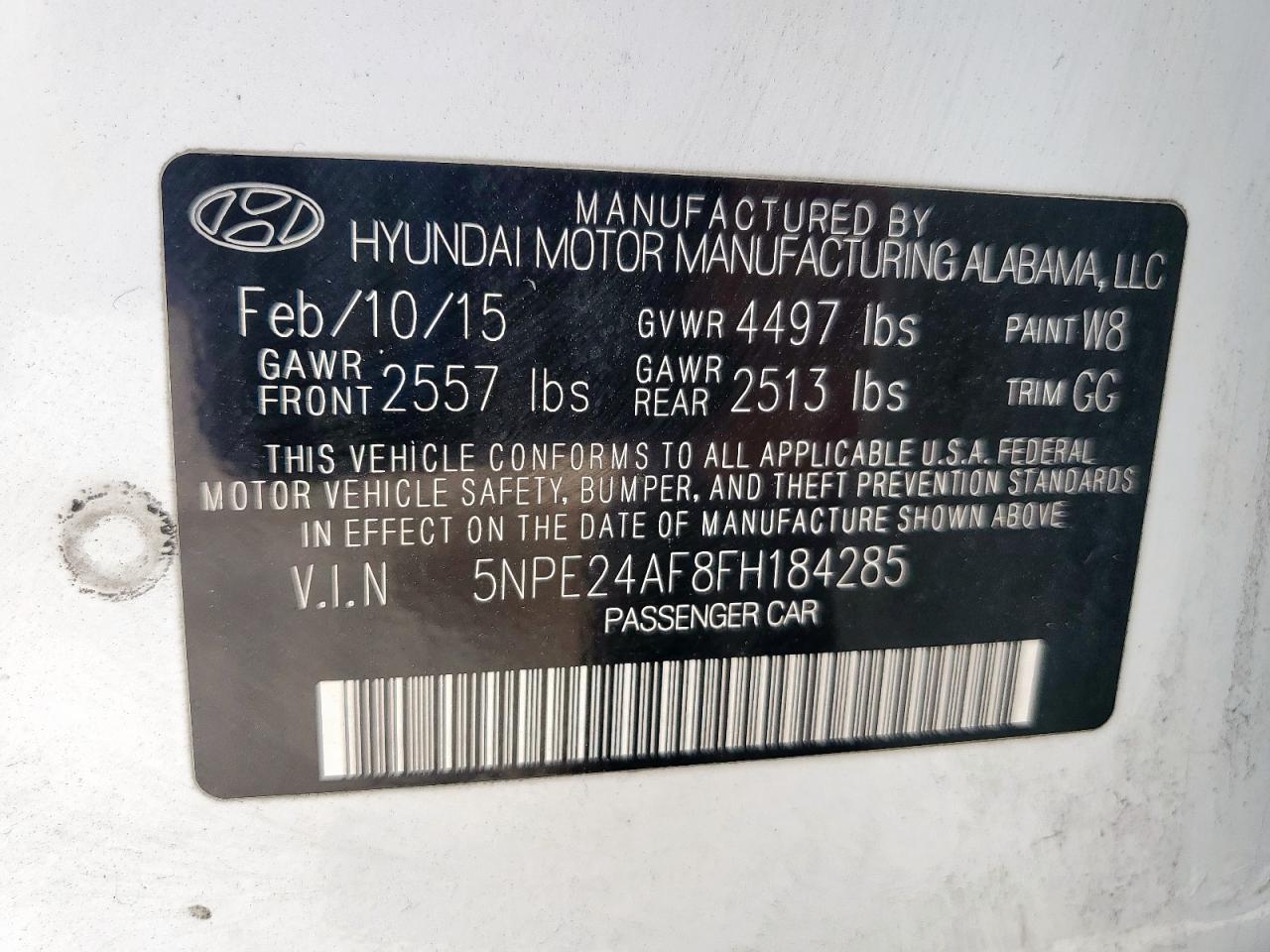 2015 Hyundai Sonata Se VIN: 5NPE24AF8FH184285 Lot: 71677845