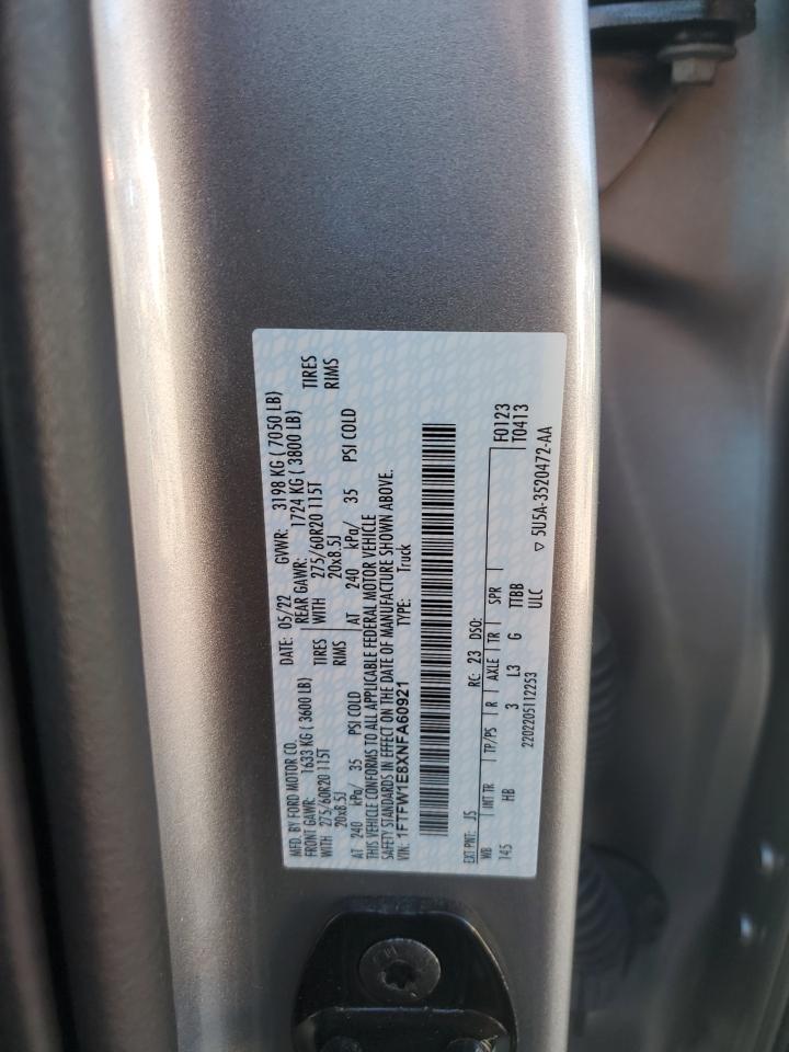 2022 Ford F150 Supercrew VIN: 1FTFW1E8XNFA60921 Lot: 71633785