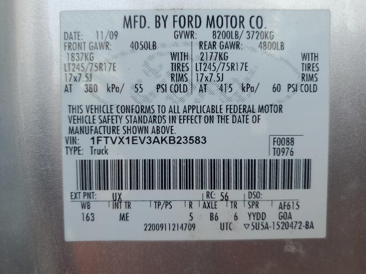 2010 Ford F150 Super Cab VIN: 1FTVX1EV3AKB23583 Lot: 80868425
