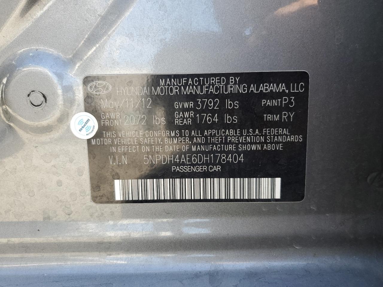 2013 Hyundai Elantra Gls VIN: 5NPDH4AE6DH178404 Lot: 81453985