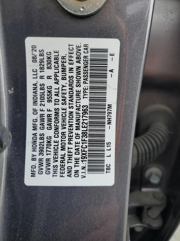 2020 Honda Civic Ex VIN: 19XFC1F38LE217963 Lot: 80149775