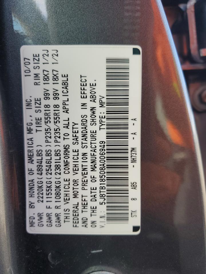 2008 Acura Rdx Technology VIN: 5J8TB18508A006949 Lot: 81436595