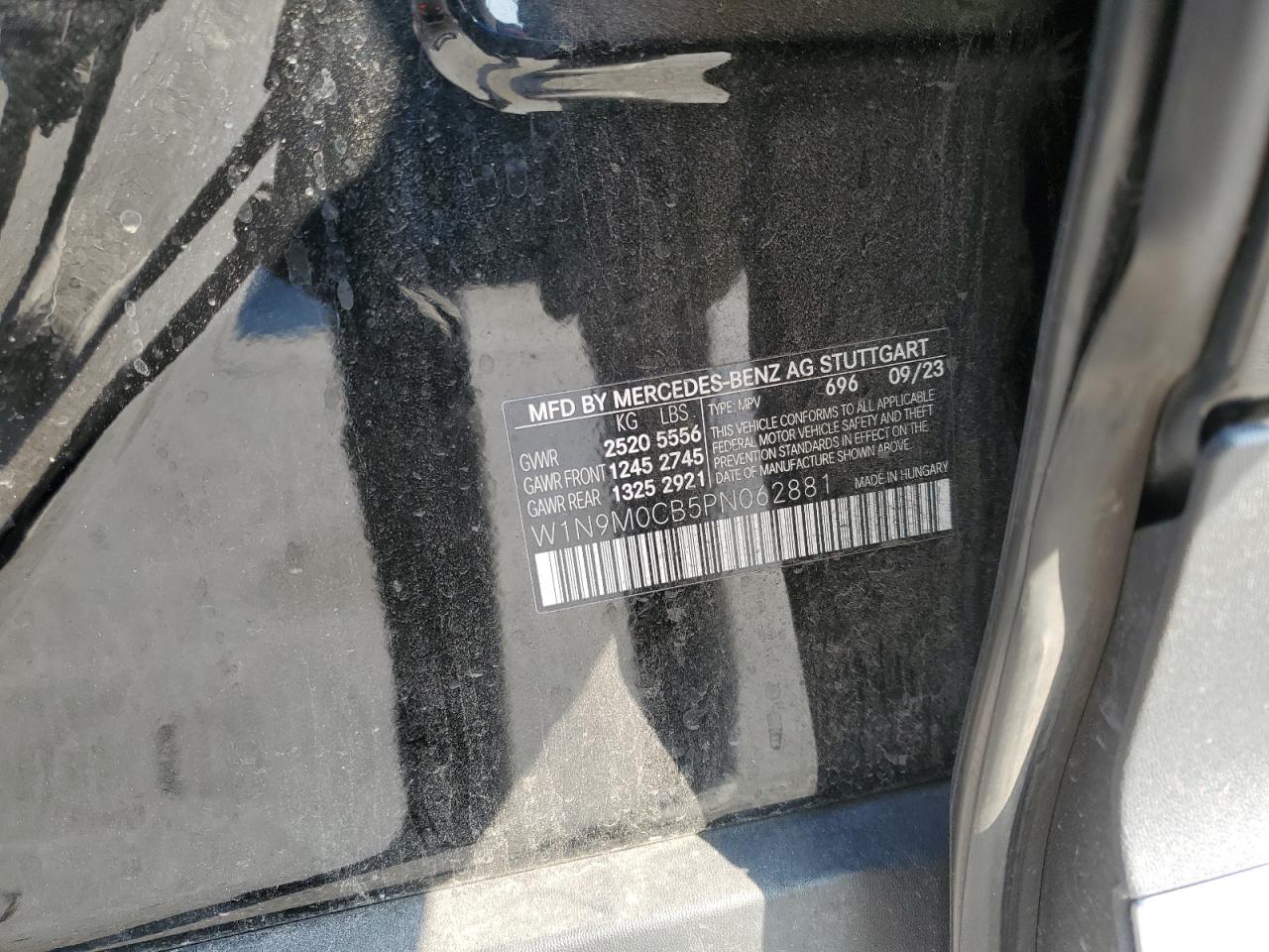 2023 Mercedes-Benz Eqb 250+ VIN: W1N9M0CB5PN062881 Lot: 72093995