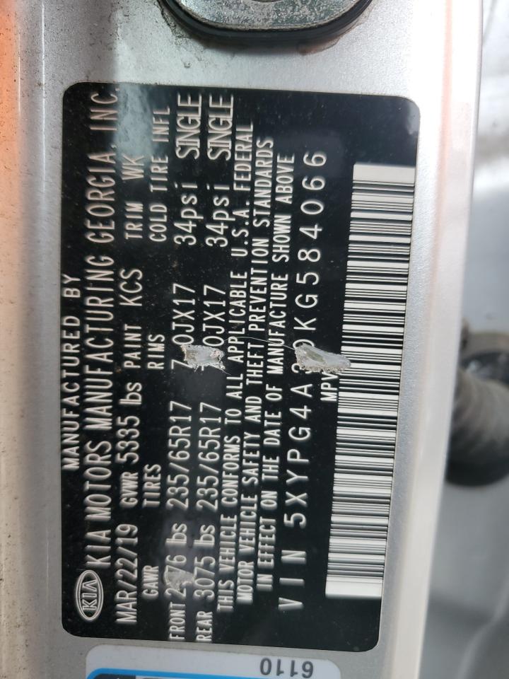 2019 Kia Sorento L VIN: 5XYPG4A30KG584066 Lot: 81545025