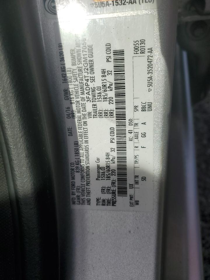 2016 Ford Fiesta S VIN: 3FADP4TJ2GM170561 Lot: 83774795