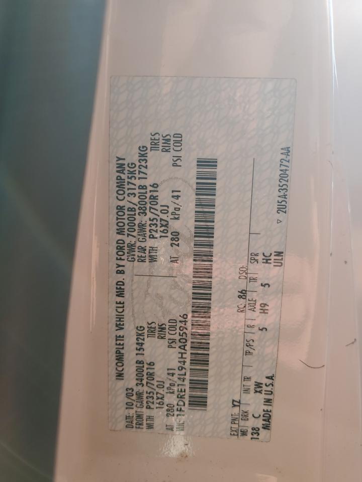 2004 Ford Econoline E150 Van VIN: 1FDRE14L94HA05946 Lot: 82127345