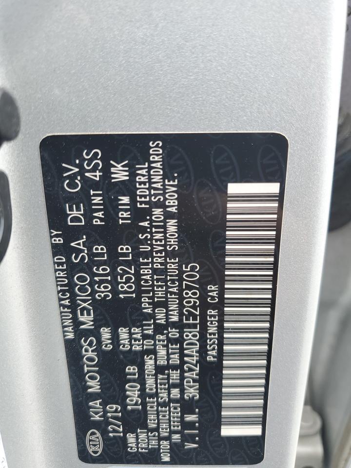 2020 Kia Rio Lx VIN: 3KPA24AD8LE298705 Lot: 71691725