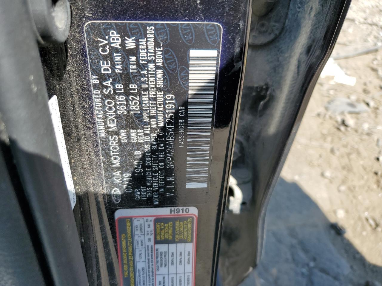 2019 Kia Rio S VIN: 3KPA24AB5KE251919 Lot: 80213795