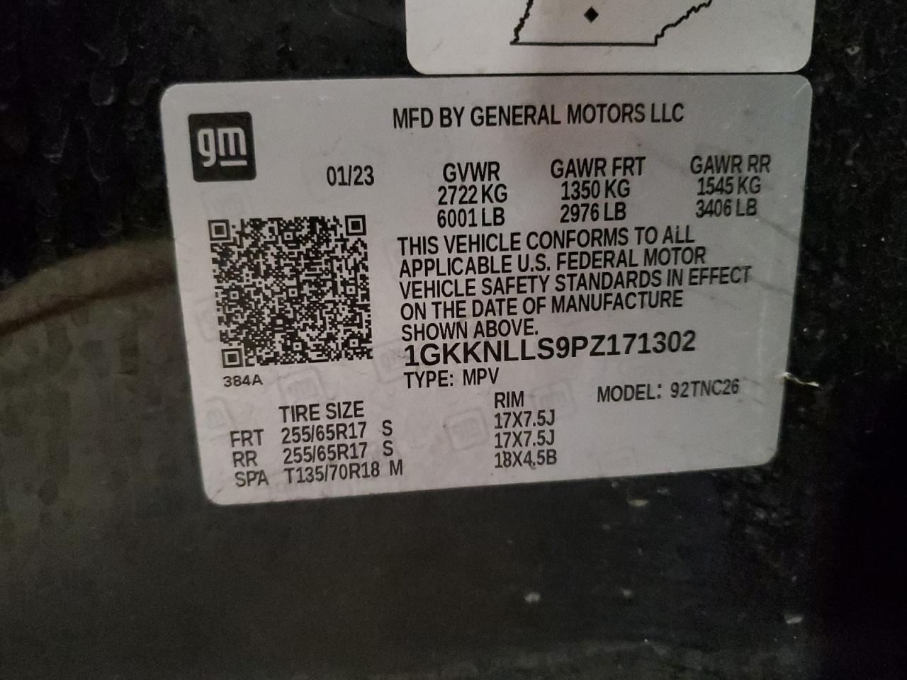 2023 GMC Acadia At4 VIN: 1GKKNLLS9PZ171302 Lot: 71452385