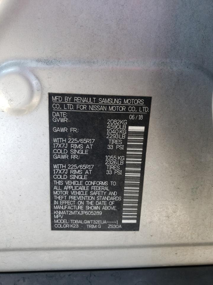 2018 Nissan Rogue S VIN: KNMAT2MTXJP605289 Lot: 71731215