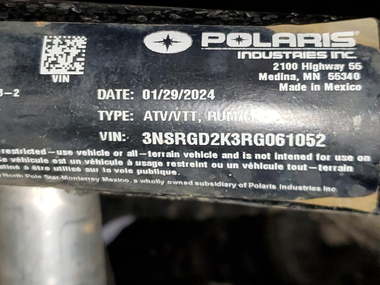 2024 Polaris Rzr Pro R Ultimate VIN: 3NSRGD2K3RG061052 Lot: 80426735