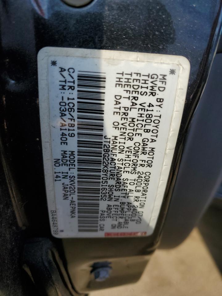 2000 Toyota Camry Ce VIN: JT2BG22K8Y0516352 Lot: 80176155