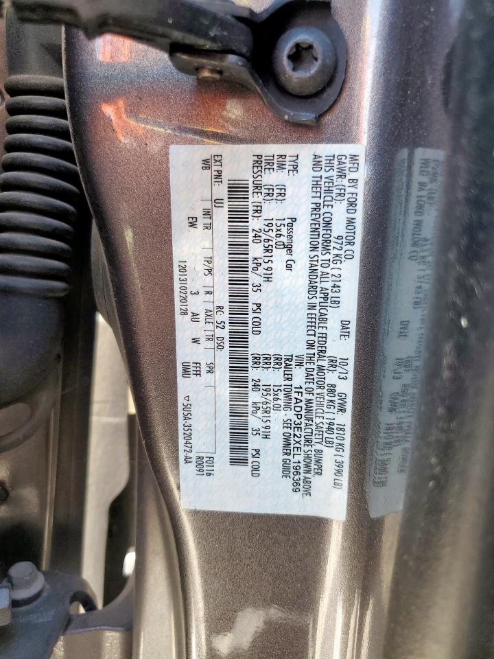 2014 Ford Focus S VIN: 1FADP3E2XEL196369 Lot: 83928385