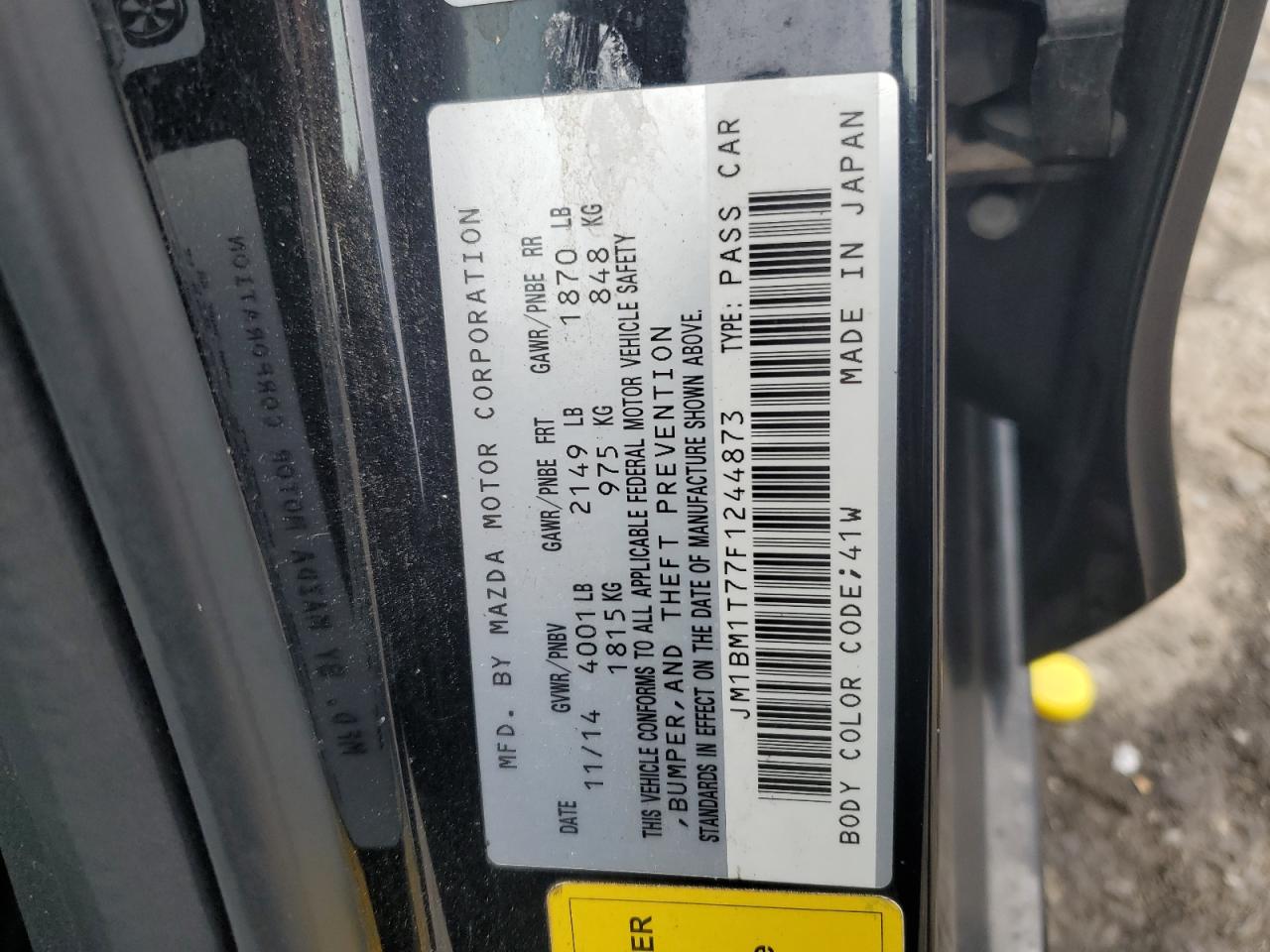 2015 Mazda 3 Sv VIN: JM1BM1T77F1244873 Lot: 83967145