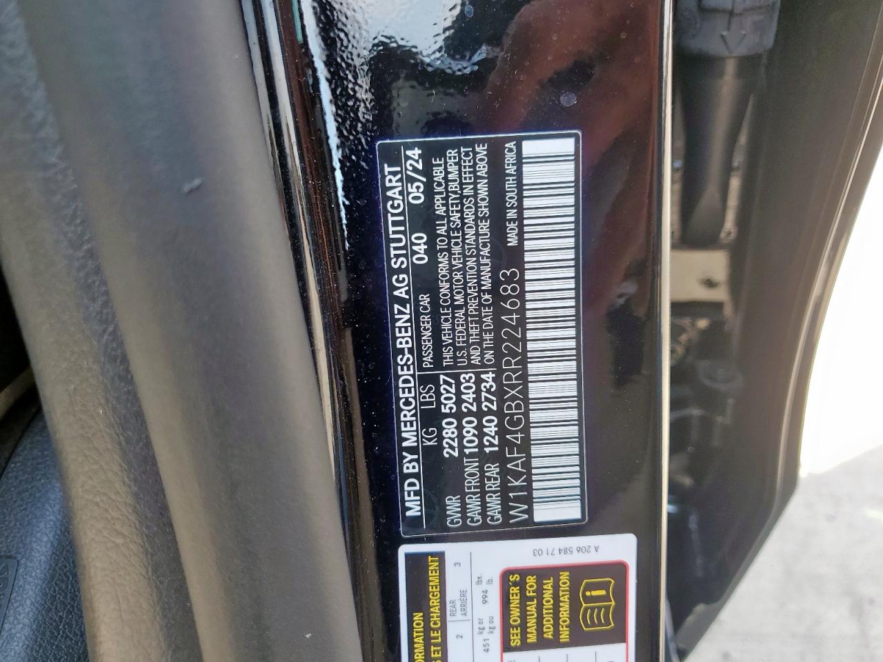 2024 Mercedes-Benz C 300 VIN: W1KAF4GBXRR224683 Lot: 81561775