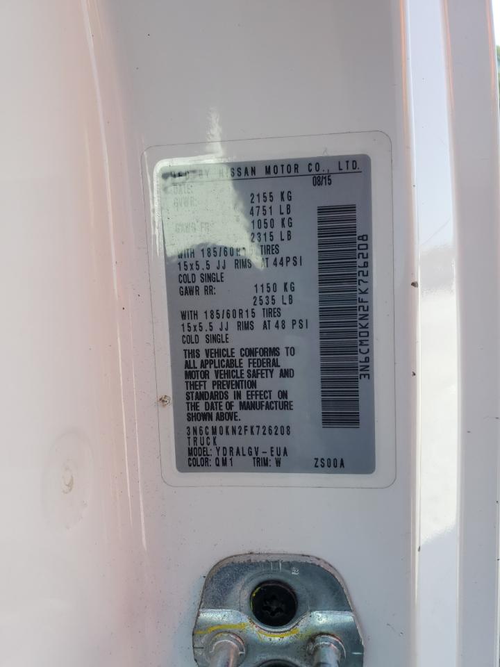 2015 Nissan Nv200 2.5S VIN: 3N6CM0KN2FK726208 Lot: 81769245