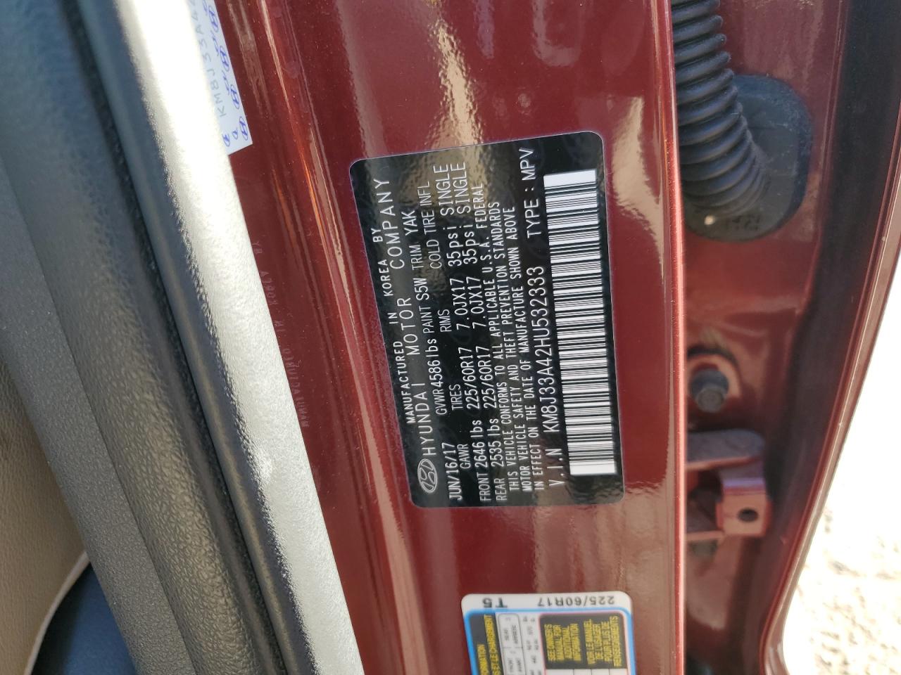 2017 Hyundai Tucson Limited VIN: KM8J33A42HU532333 Lot: 80561865