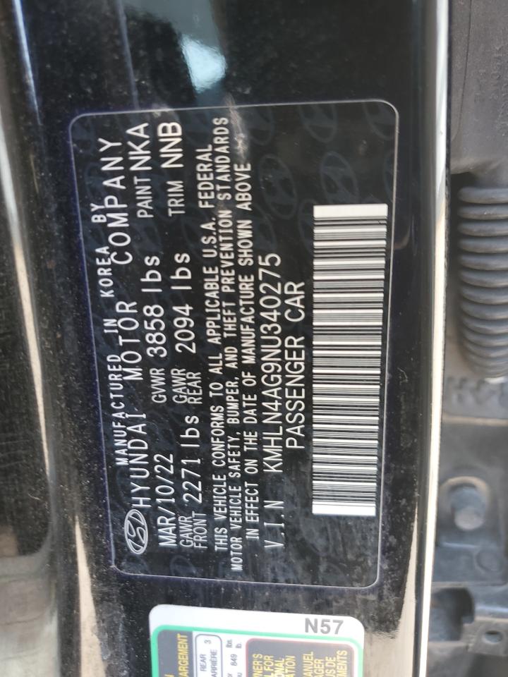 2022 Hyundai Elantra Sel VIN: KMHLN4AG9NU340275 Lot: 71534785
