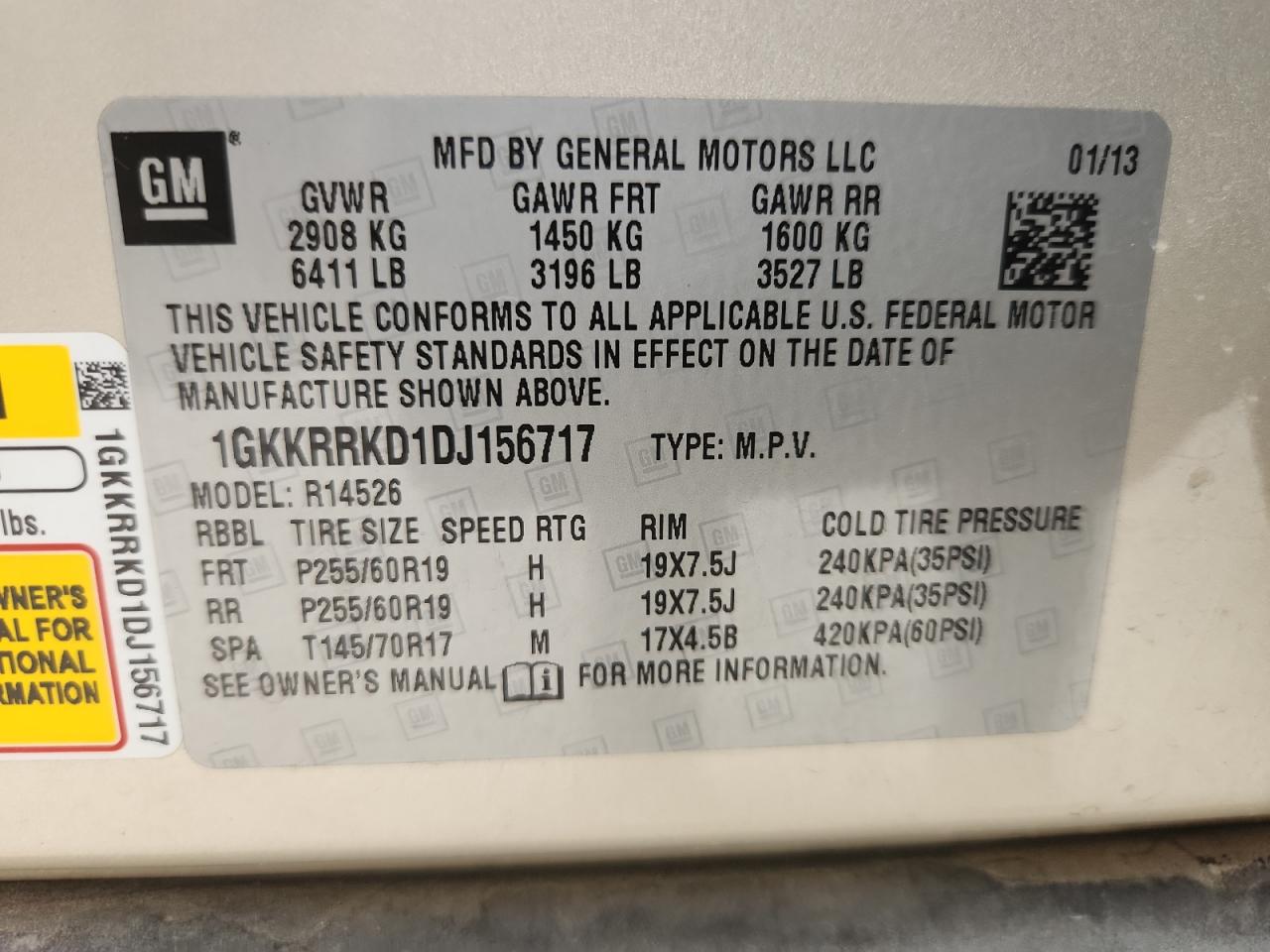 2013 GMC Acadia Slt-1 VIN: 1GKKRRKD1DJ156717 Lot: 81744645