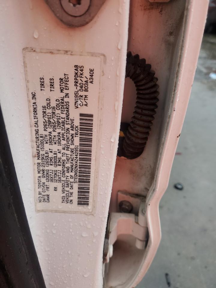 2004 Toyota Tacoma Double Cab Prerunner VIN: 5TEGN92NX4Z442951 Lot: 81404505