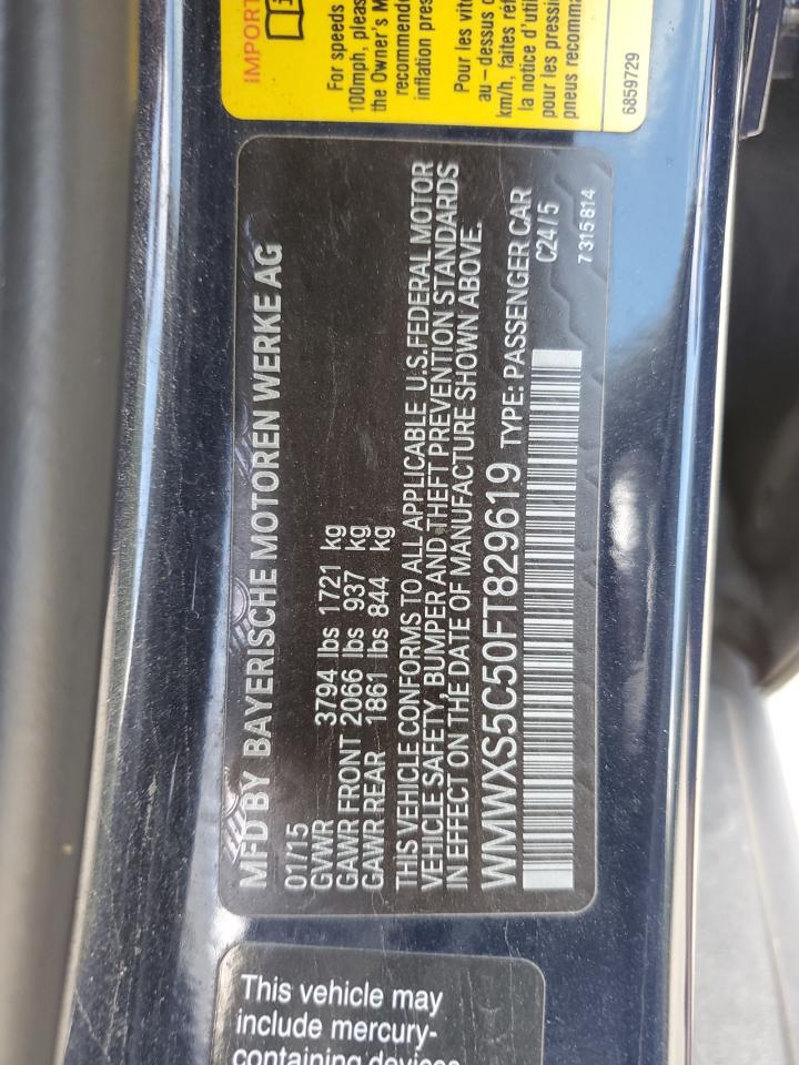 2015 Mini Cooper VIN: WMWXS5C50FT829619 Lot: 69062185