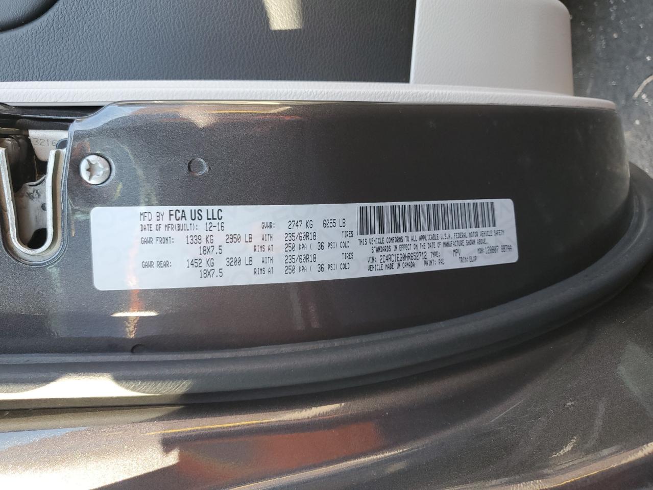 2017 Chrysler Pacifica Touring L Plus VIN: 2C4RC1EG0HR652712 Lot: 80629975