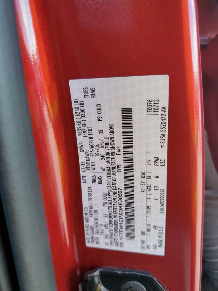 2016 Ford F150 Supercrew VIN: 1FTEW1CPXGKE30507 Lot: 80820165