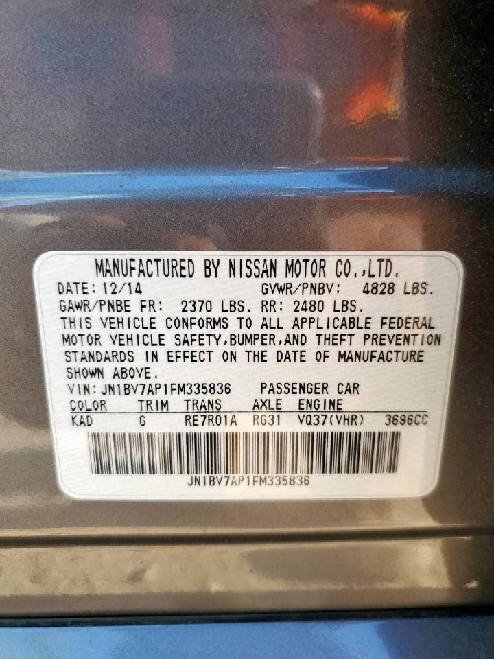 2015 Infiniti Q50 Base VIN: JN1BV7AP1FM335836 Lot: 84975445