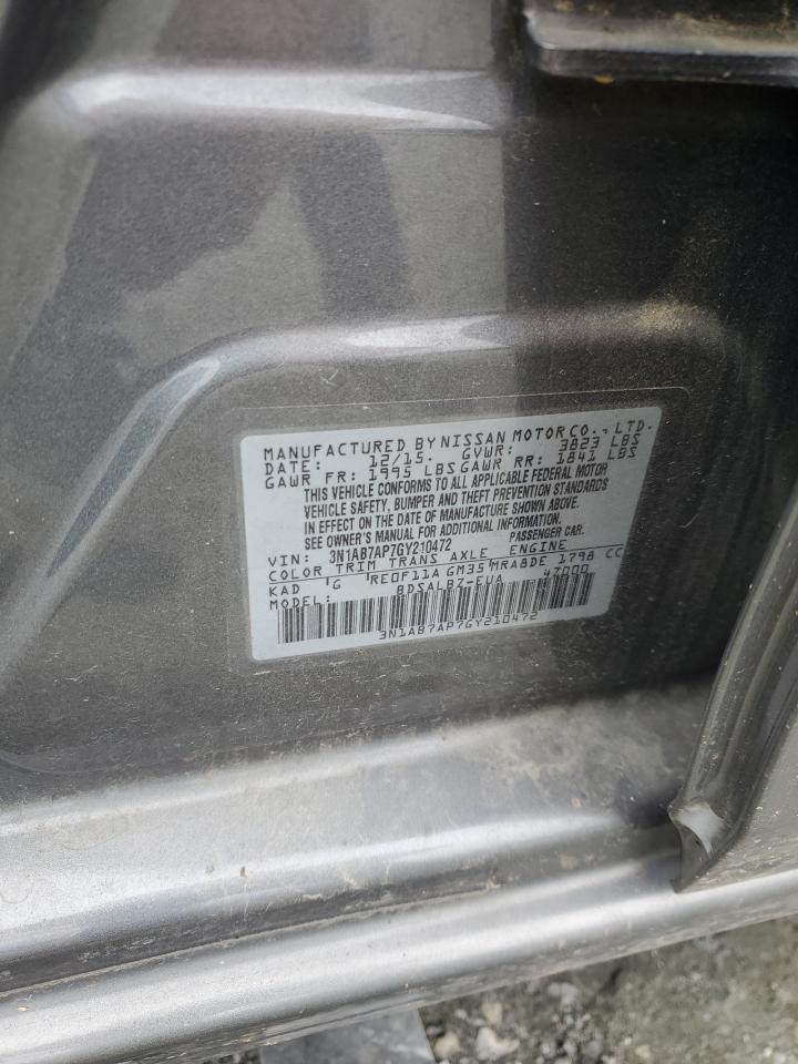 2016 Nissan Sentra S VIN: 3N1AB7AP7GY210472 Lot: 84419165