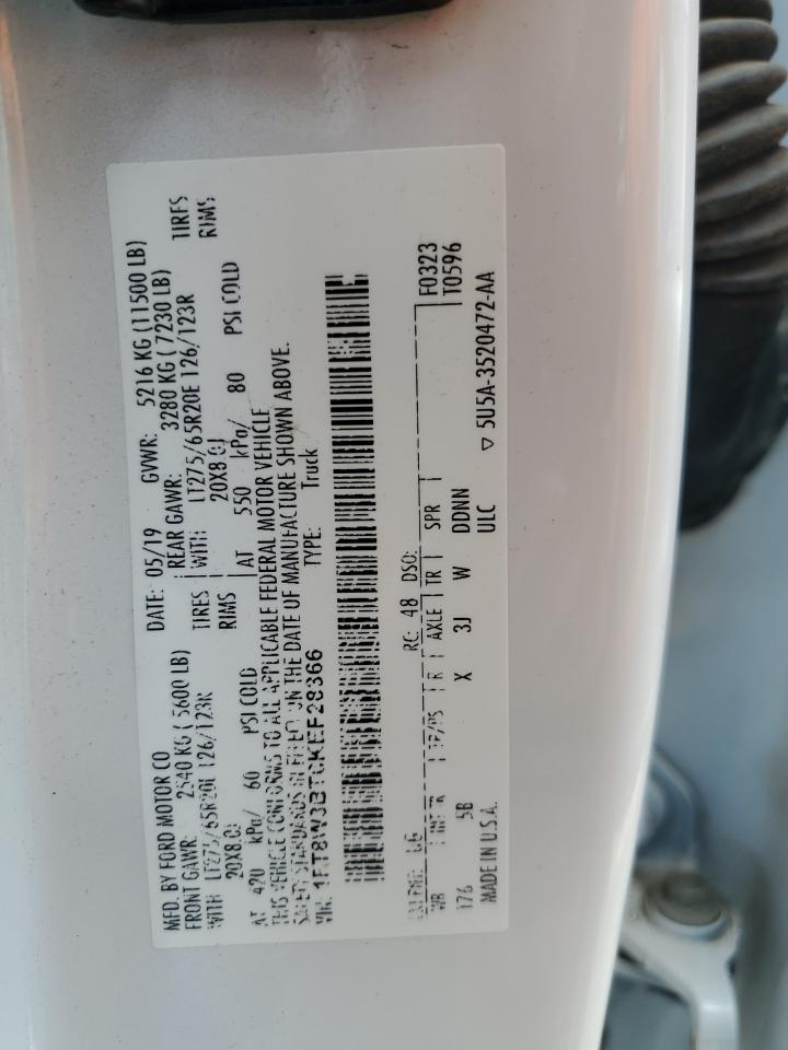 2019 Ford F350 Super Duty VIN: 1FT8W3BT6KEF28366 Lot: 68184685