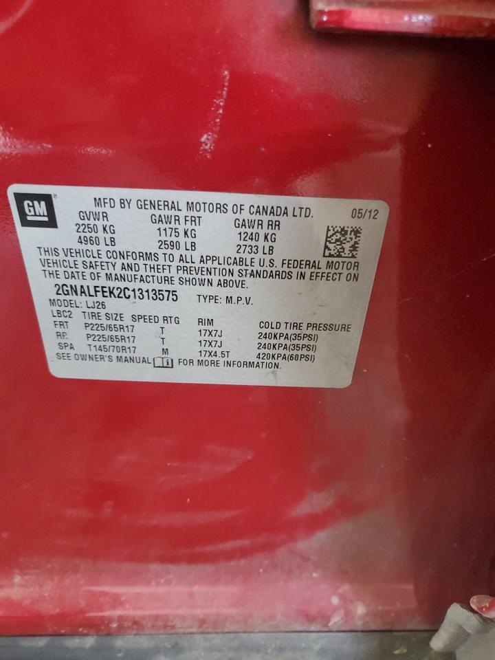 2012 Chevrolet Equinox Ltz VIN: 2GNALFEK2C1313575 Lot: 80359595