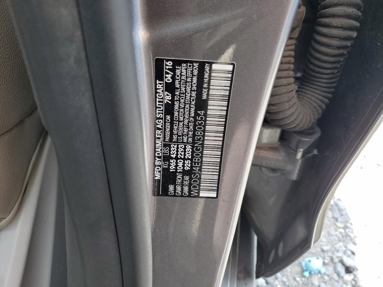 2016 Mercedes-Benz Cla 250 VIN: WDDSJ4EB0GN380354 Lot: 71262755