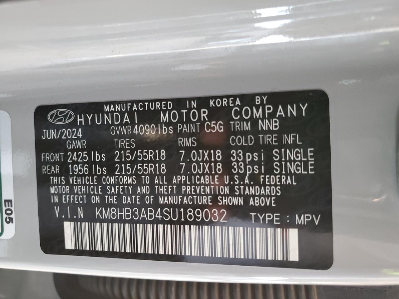 2025 Hyundai Kona Sel VIN: KM8HB3AB4SU189032 Lot: 83835195