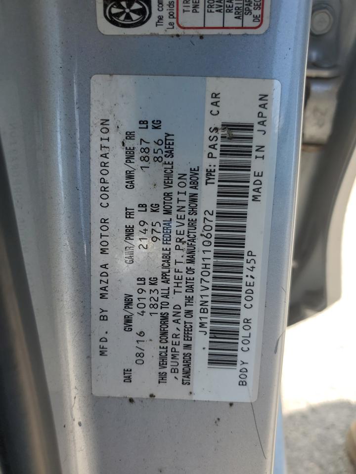 2017 Mazda 3 Touring VIN: JM1BN1V70H1106072 Lot: 80859785