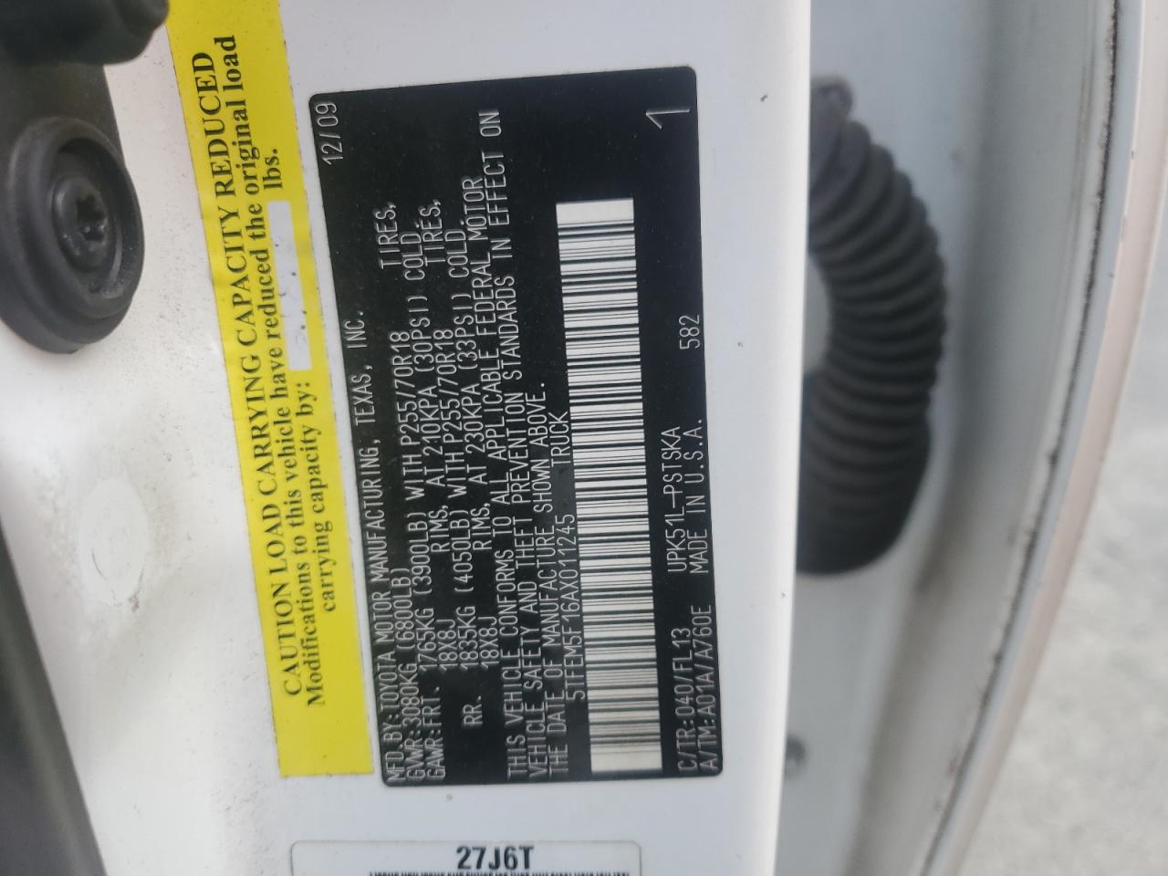 2010 Toyota Tundra Crewmax Sr5 VIN: 5TFEM5F16AX011245 Lot: 71193955