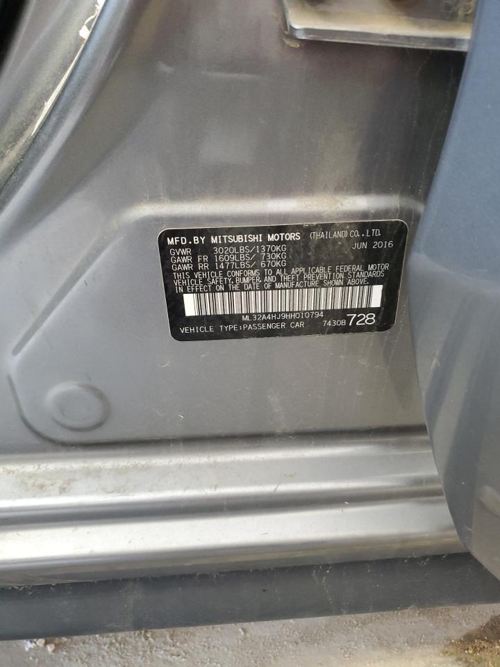 2017 Mitsubishi Mirage Se VIN: ML32A4HJ9HH010794 Lot: 71204965