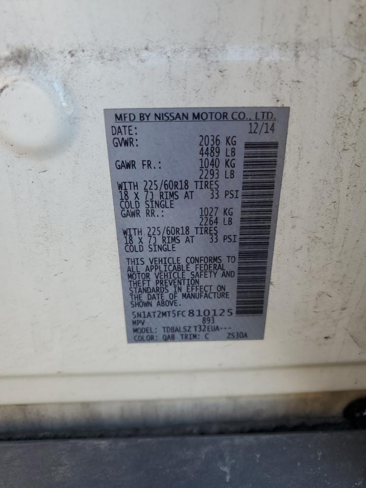 2015 Nissan Rogue S VIN: 5N1AT2MT5FC810125 Lot: 71590735