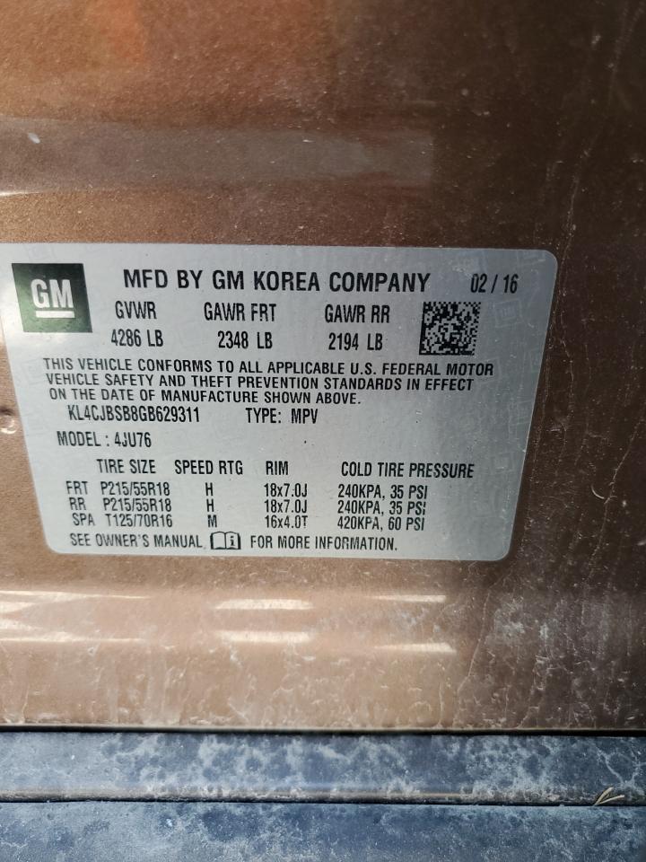 2016 Buick Encore Convenience VIN: KL4CJBSB8GB629311 Lot: 71156645