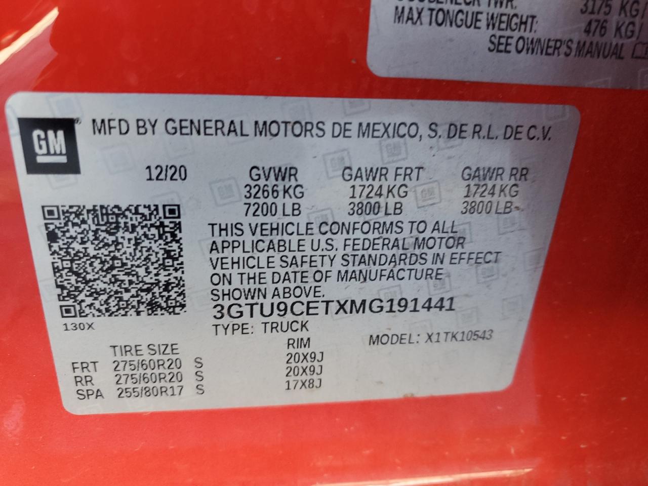 2021 GMC Sierra K1500 Elevation VIN: 3GTU9CETXMG191441 Lot: 82167455