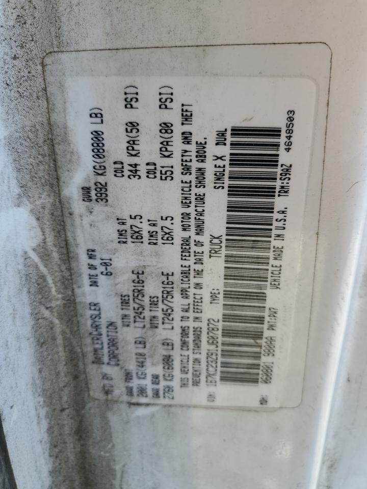 2001 Dodge Ram 2500 VIN: 1B7KC23Z91J607872 Lot: 82150135