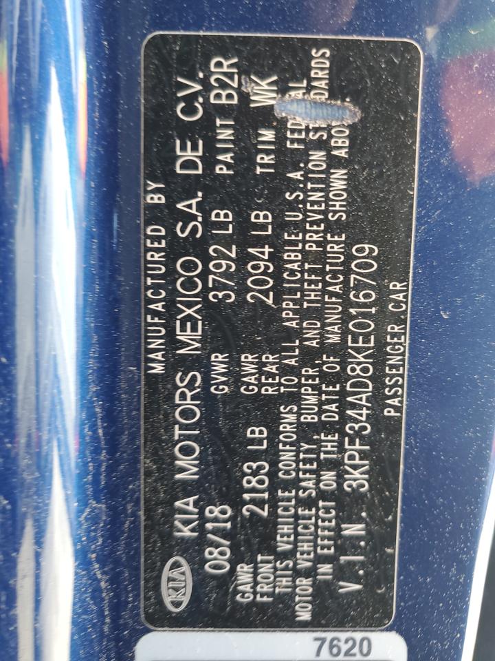 2019 Kia Forte Gt Line VIN: 3KPF34AD8KE016709 Lot: 71131145