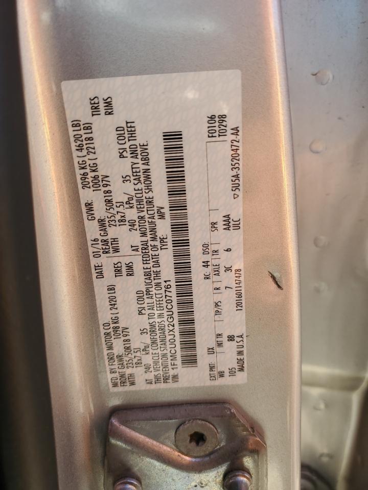 2016 Ford Escape Titanium VIN: 1FMCU0JX2GUC07761 Lot: 80719255