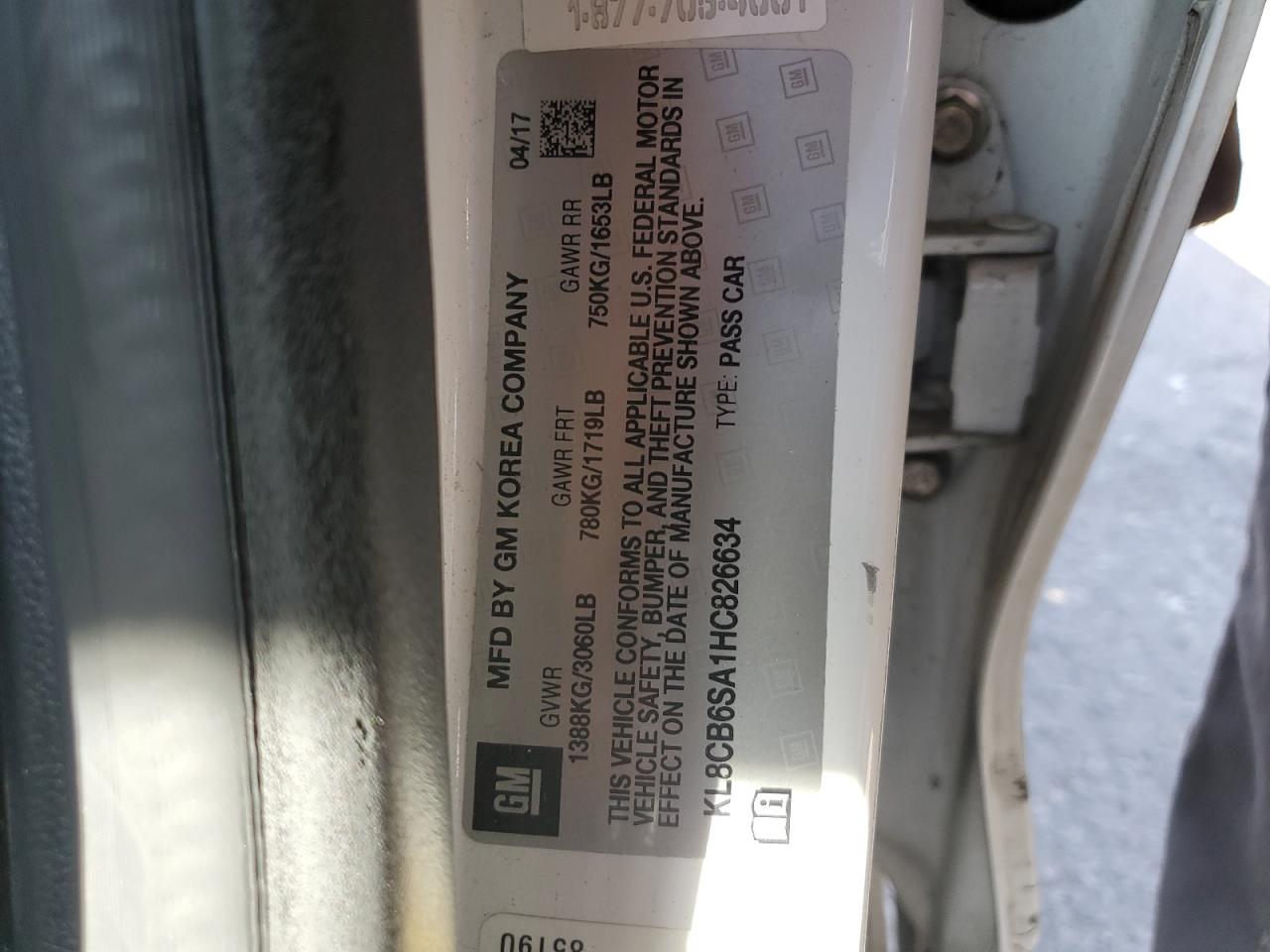 2017 Chevrolet Spark Ls VIN: KL8CB6SA1HC826634 Lot: 81566735