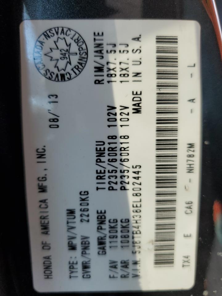 2014 Acura Rdx VIN: 5J8TB4H38EL802445 Lot: 80562235