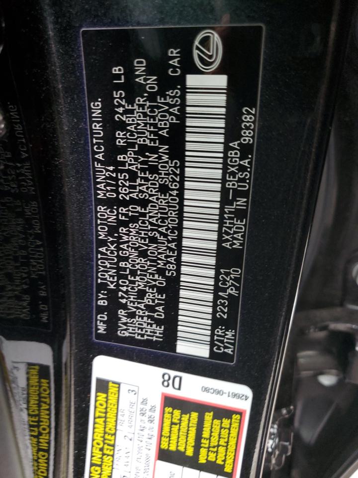 2024 Lexus Es 300H Base VIN: 58AEA1C10RU046225 Lot: 80300355